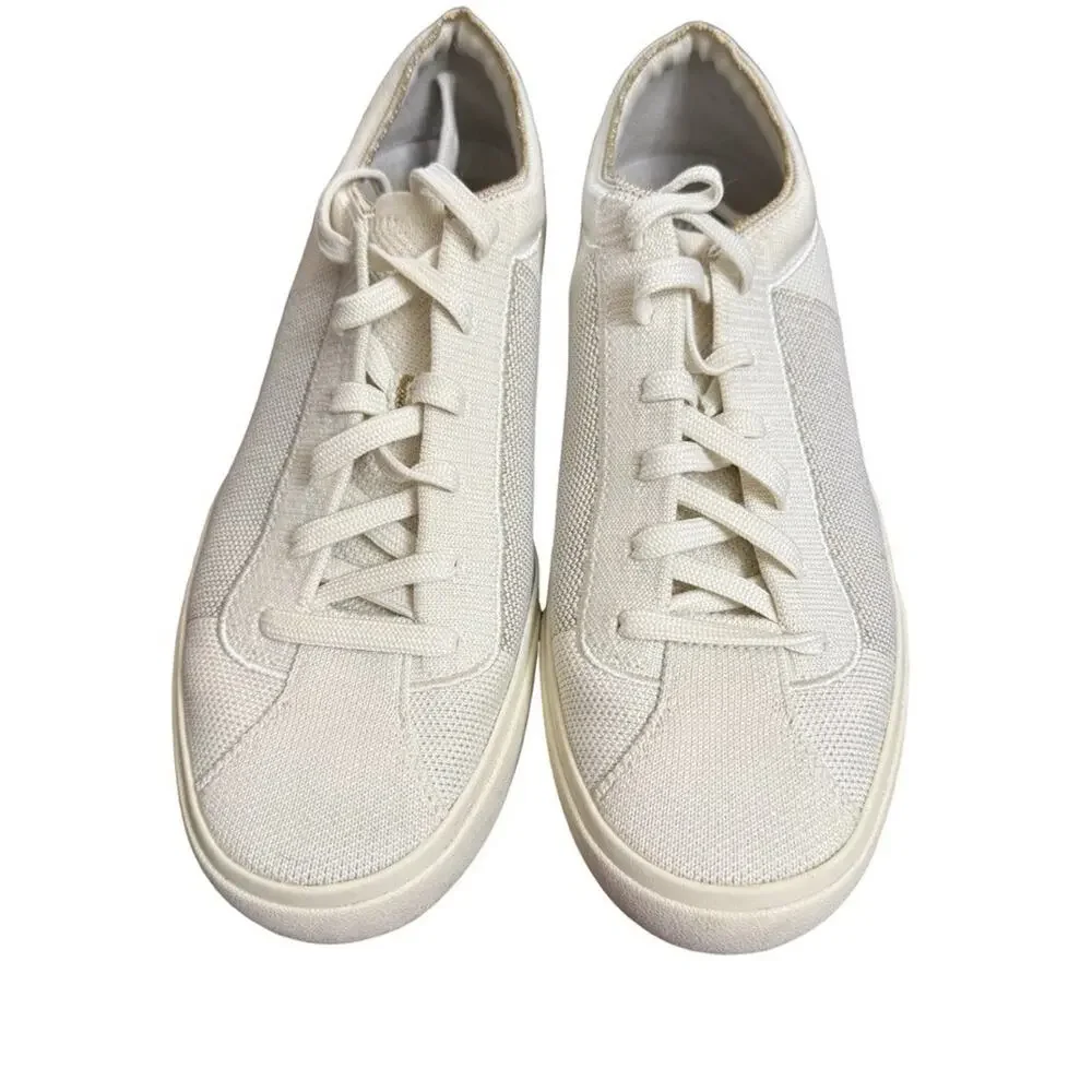 Rothys The Lace Up Sneakers Cream Gold Trim Womens Shoes Casual Comfort sz 9
